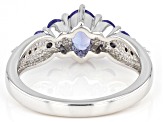 Blue Tanzanite Rhodium Over Sterling Silver Ring 1.25ctw