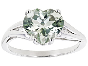 Picture of Prasiolite Rhodium Over Sterling Silver Solitaire Ring 3.03ct