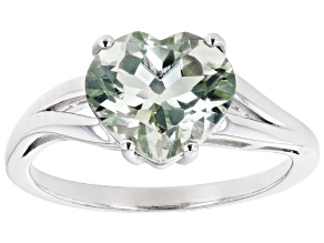 Prasiolite Rhodium Over Sterling Silver Solitaire Ring 3.03ct