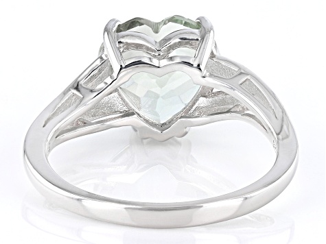 Prasiolite Rhodium Over Sterling Silver Solitaire Ring 3.03ct