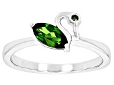 Green Chrome Diopside Rhodium Over Silver Swan Ring 0.47ctw