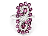 Raspberry Rhodolite Rhodium Over Silver Ring 3.99ctw