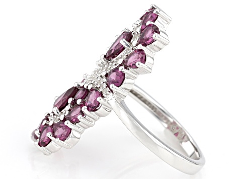 Raspberry Rhodolite Rhodium Over Silver Ring 3.99ctw