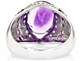 Purple African Amethyst Rhodium Over Silver Ring 4.50ctw