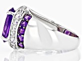 Purple African Amethyst Rhodium Over Silver Ring 4.50ctw