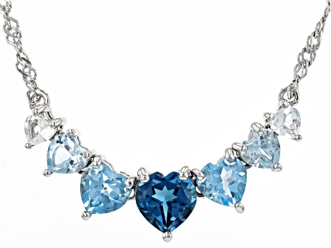 Blue Topaz Rhodium Over Sterling Silver Necklace 2.64ctw