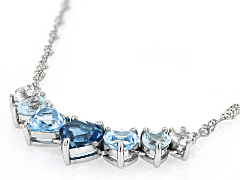 Blue Topaz Rhodium Over Sterling Silver Necklace 2.64ctw