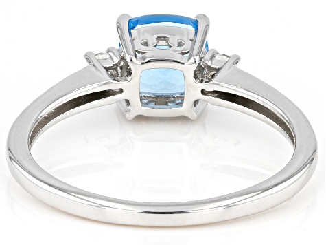 Swiss Blue Topaz Rhodium Over Sterling Silver Ring 1.03ctw