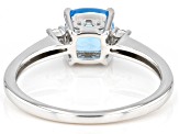 Swiss Blue Topaz Rhodium Over Sterling Silver Ring 1.03ctw