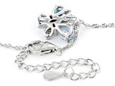 Blue Larimar Rhodium Over Silver Butterfly Pendant With Chain 1.06ctw