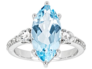 Picture of Sky Blue Topaz Rhodium Over Silver Ring 4.89ctw