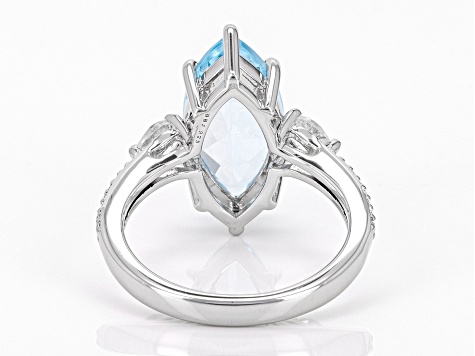 Sky Blue Topaz Rhodium Over Silver Ring 4.89ctw