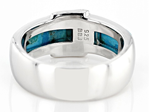Blue Kingman Turquoise Rhodium Over Silver Buckle Ring