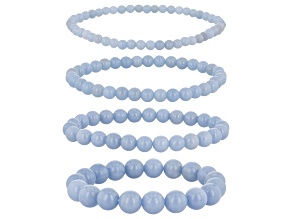 Blue Angelite Stretch Bracelet Set Of 4