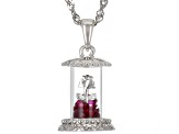 Red Lab Created Ruby Rhodium Over Silver Prayer Box Pendant With Chain