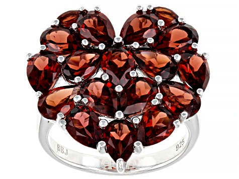 Red Garnet Rhodium Over Sterling Silver Heart Ring 7.18ctw