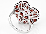 Red Garnet Rhodium Over Sterling Silver Heart Ring 7.18ctw