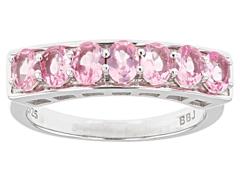 Pink Spinel Rhodium Over Sterling Silver Band Ring 0.95ctw