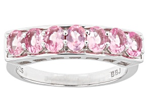 Pink Spinel Rhodium Over Sterling Silver Band Ring 0.95ctw