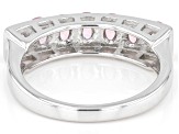 Pink Spinel Rhodium Over Sterling Silver Band Ring 0.95ctw