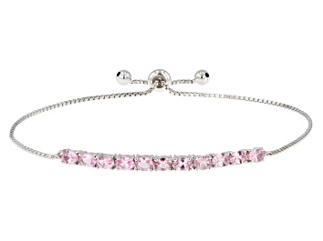 Picture of Pink Spinel Rhodium Over Sterling Silver bolo Bracelet 1.65ctw
