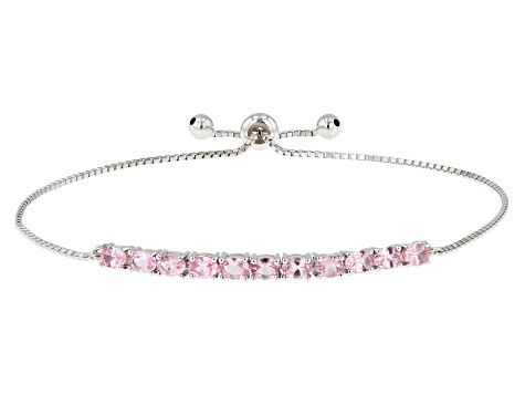 Pink Spinel Rhodium Over Sterling Silver bolo Bracelet 1.65ctw