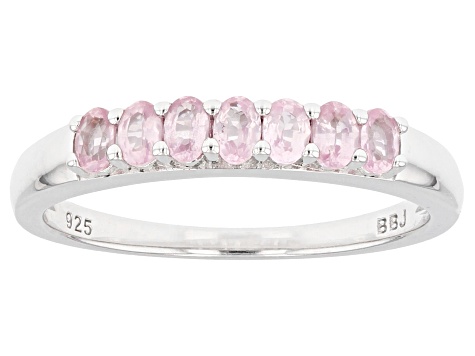 Pink Spinel Rhodium Over Sterling Silver Band Ring 0.48ctw