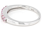 Pink Spinel Rhodium Over Sterling Silver Band Ring 0.48ctw
