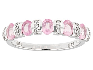 Pink Spinel Rhodium Over Sterling Silver Ring 0.76ctw