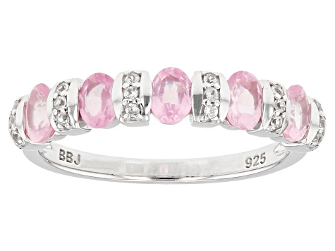 Pink Spinel Rhodium Over Sterling Silver Ring 0.76ctw
