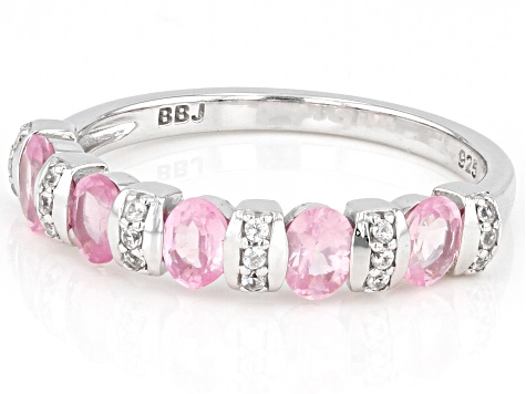 Pink Spinel Rhodium Over Sterling Silver Ring 0.76ctw - CTB737