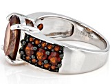 Red Labradorite Rhodium Over Sterling Silver Ring 3.51ctw