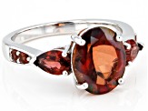 Red Labradorite Rhodium Over Sterling Silver Ring 3.51ctw