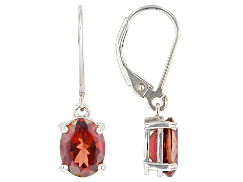 Red Labradorite Rhodium Over Sterling Silver Earrings 2.71ctw