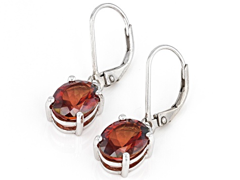 Red Labradorite Rhodium Over Sterling Silver Earrings 2.71ctw