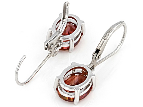 Red Labradorite Rhodium Over Sterling Silver Earrings 2.71ctw