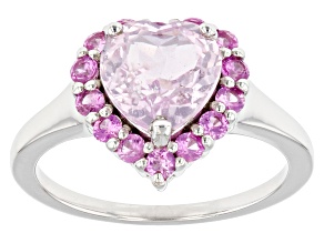 Kunzite Rhodium Over Sterling Silver Heart Ring 2.82ctw