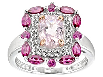 Picture of Pink Kunzite Rhodium Over Silver Ring 2.53ctw