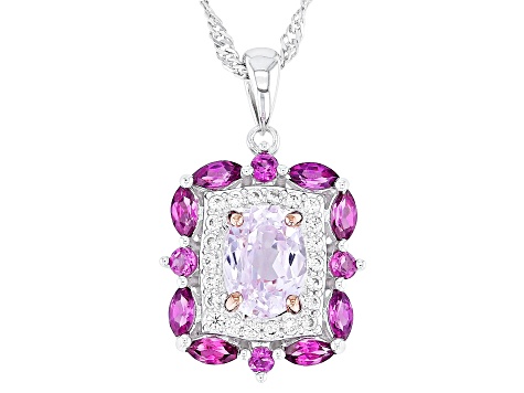 Pink Kunzite Rhodium Over Silver Pendant With Chain 2.53ctw