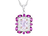 Pink Kunzite Rhodium Over Silver Pendant With Chain 2.53ctw
