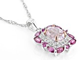 Pink Kunzite Rhodium Over Silver Pendant With Chain 2.53ctw