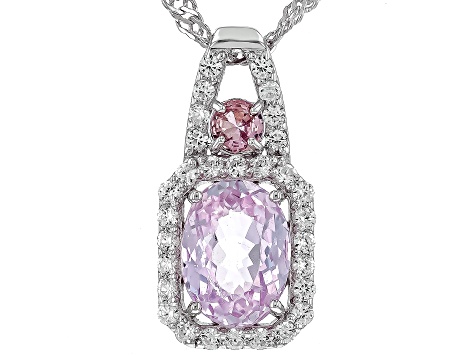 Pink Kunzite Rhodium Over Silver Pendant With Chain 1.84ctw