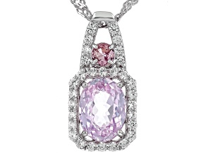 Pink Kunzite Rhodium Over Silver Pendant With Chain 1.84ctw