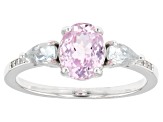 Pink Kunzite Rhodium Over Silver Ring 1.76ctw