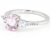 Pink Kunzite Rhodium Over Silver Ring 1.76ctw