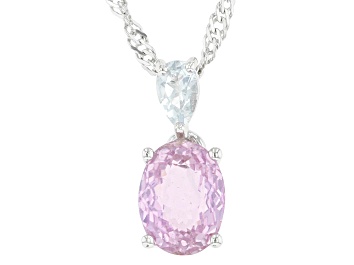 Picture of Pink Kunzite Rhodium Over Sterling Silver Pendant With Chain 1.57ctw
