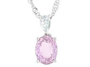 Pink Kunzite Rhodium Over Sterling Silver Pendant With Chain 1.57ctw