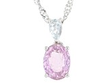 Pink Kunzite Rhodium Over Sterling Silver Pendant With Chain 1.57ctw