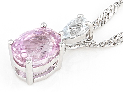 Pink Kunzite Rhodium Over Sterling Silver Pendant With Chain 1.57ctw