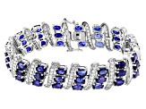 Blue Mahaleo(R) Sapphire Rhodium Over Sterling Silver Bracelet 33.92ctw